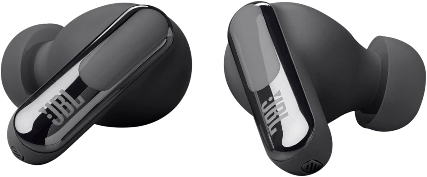 JBL Live Beam 3 - True Wireless Noise-Cancelling Stick-Closed Earbuds, 48Hrs Total Playback, Wireless Charging, 6 Mics for Perfect Calls, Multi-Point Connection, IP55 Waterproof and dustproof (Black)