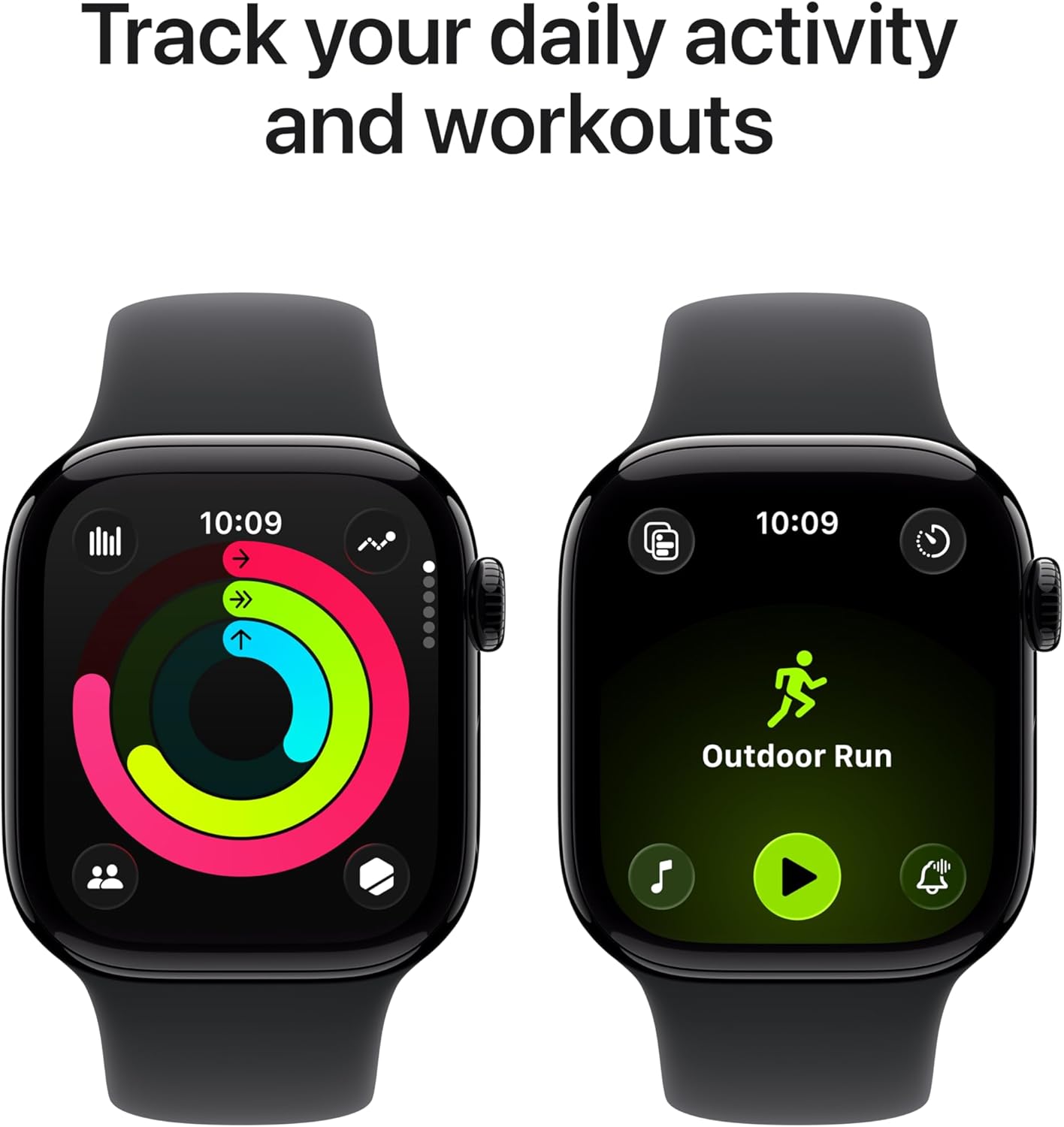 Apple Watch Series 11 [GPS 42mm] Smartwatch with Jet Black Aluminum Case with Black Sport Band - S/M. Sleep Score, Fitness Tracker, Health Monitoring, Always-On Display, Water Resistant