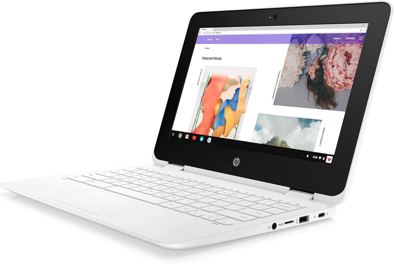 HP Chromebook x360 11-inch Laptop with 360-degree hinge, Intel Celeron N3350 Processor, 4 GB RAM, 32 GB eMMC storage, Chrome OS (11-ae110nr, Snow White)