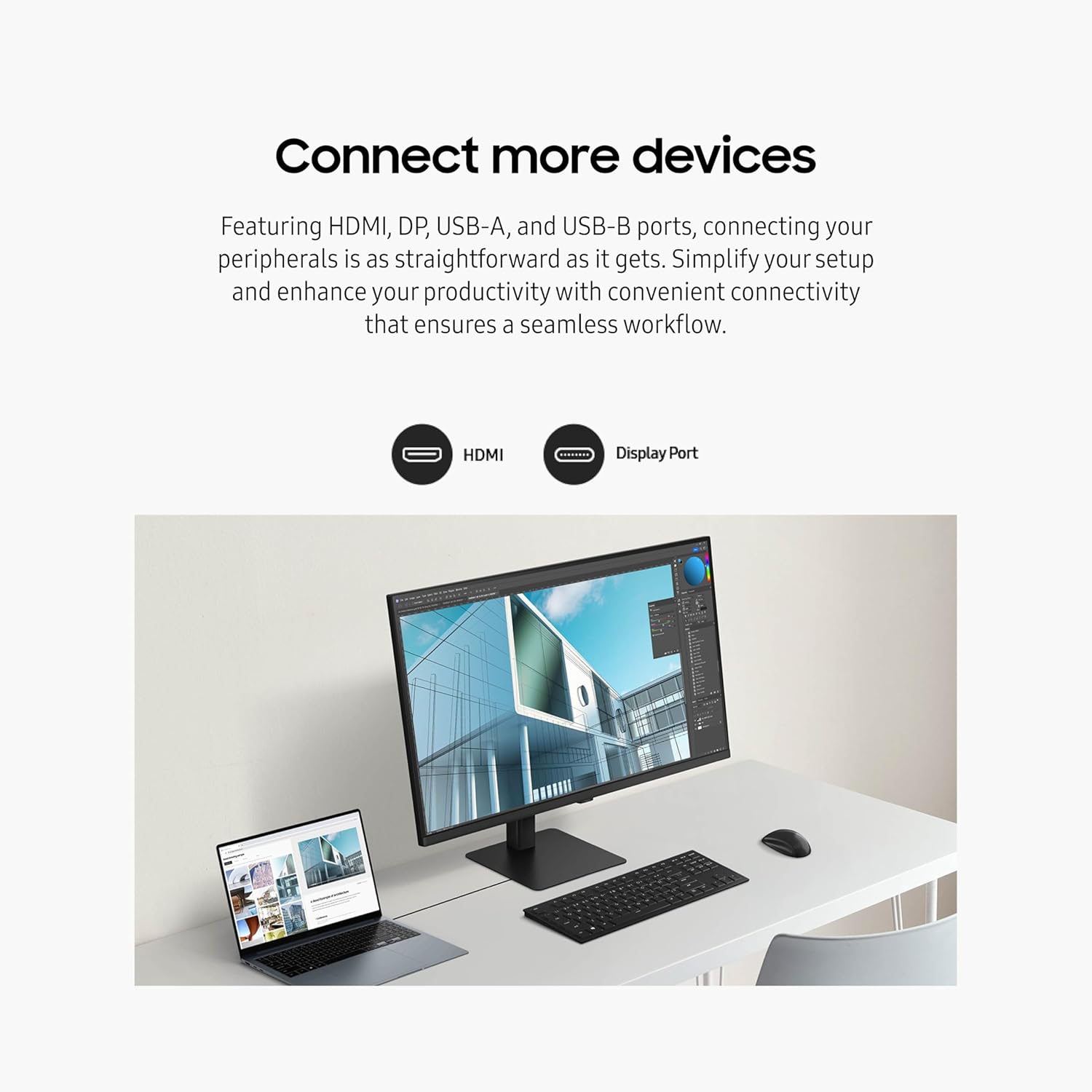 SAMSUNG 32-Inch ViewFinity S7 (S70D) Series 4K UHD High Resolution Monitor with HDR10, Multiple Ports, Easy Setup Stand, Advanced Eye Care, LS32D702EANXGO, 2024