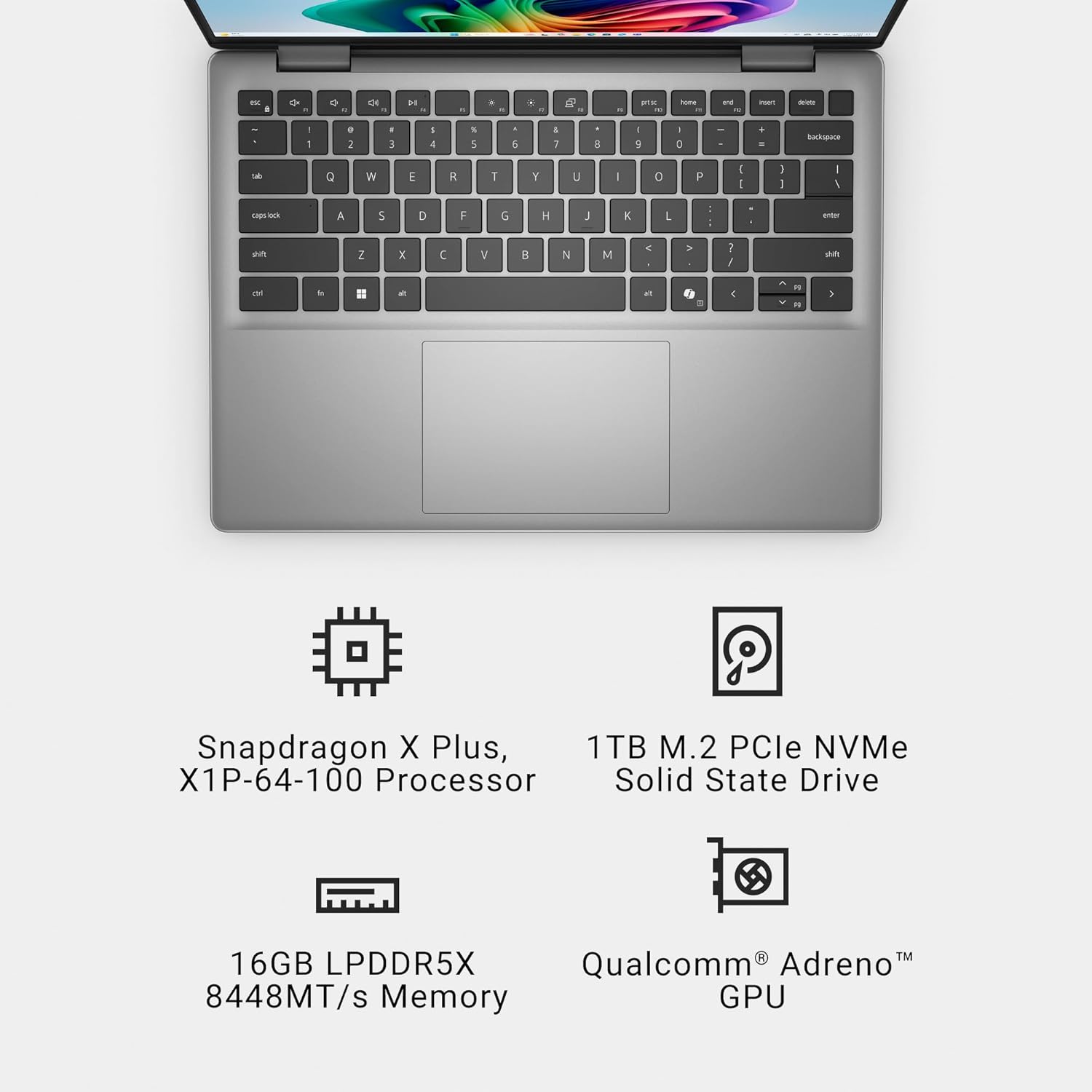 Dell Copilot + Inspiron 14 PC 5441 Laptop - 14-inch FHD+ (1920x1200) Display, Snapdragon X Plus - X1P-64-100, 16GB LPDDR5X RAM, 1TB SSD, Qualcomm Adreno, Windows 11 Home, Onsite Service - Titan Gray