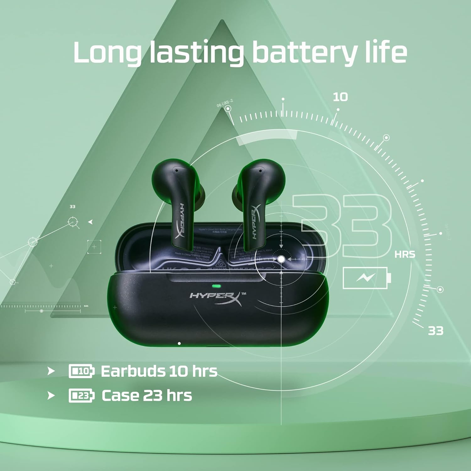HyperX Cloud Mix Buds - True Wireless Earbuds, Low Latency 2.4GHz Gaming Mode, Bluetooth Compatible, Long-Lasting Battery, 12mm Drivers, 3 Silicone Ear Tip Sizes, DTS Headphone:X