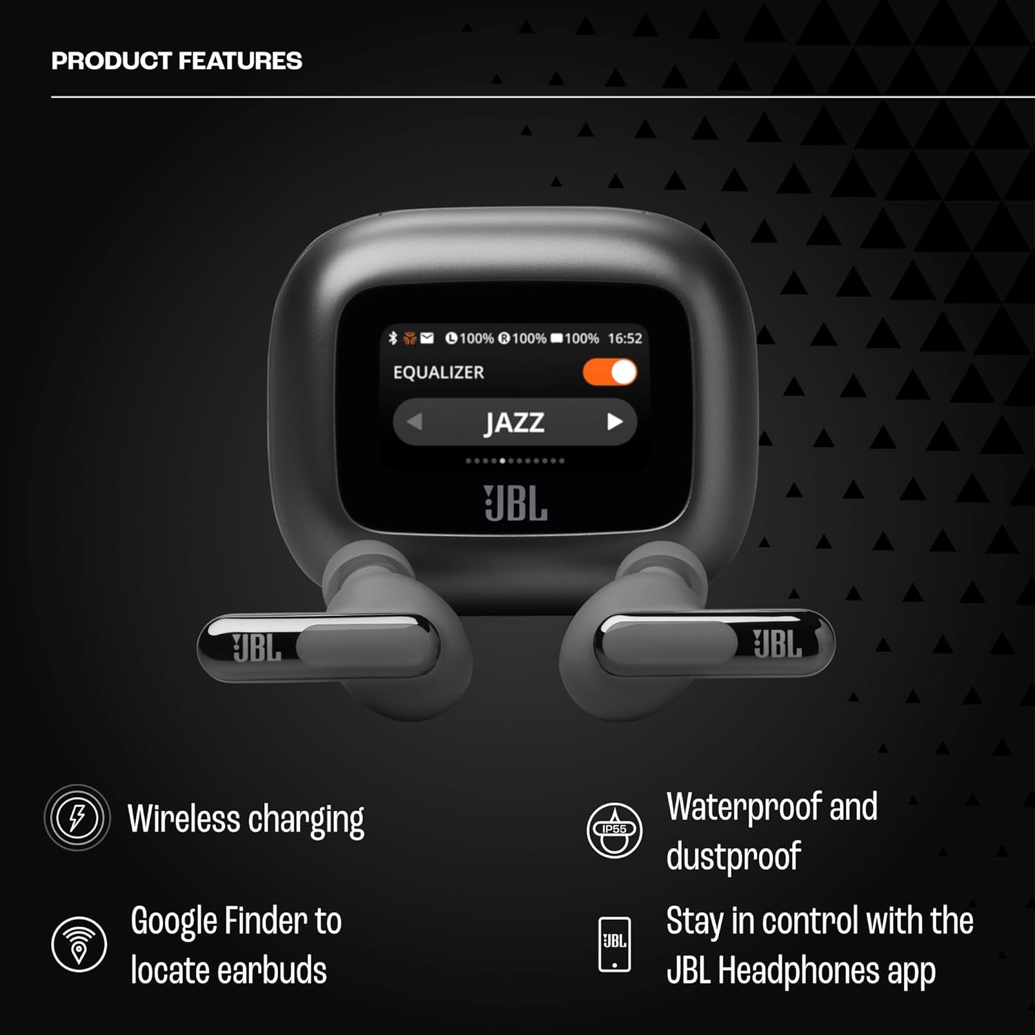 JBL Live Beam 3 - True Wireless Noise-Cancelling Stick-Closed Earbuds, 48Hrs Total Playback, Wireless Charging, 6 Mics for Perfect Calls, Multi-Point Connection, IP55 Waterproof and dustproof (Black)