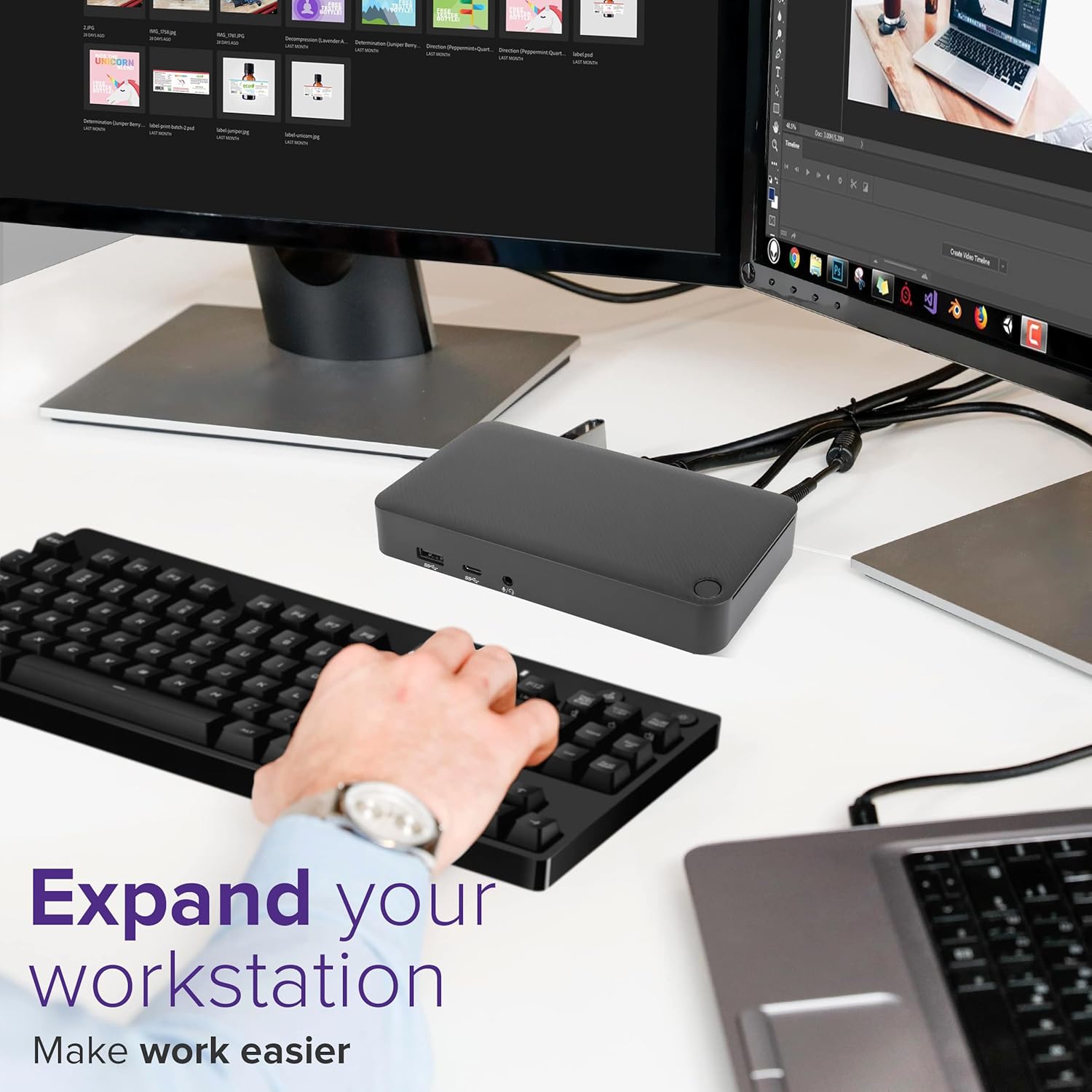 Targus USB C Docking Station Universal DV4K, USB C Laptop Docking Station Dual Monitor 2 HDMI