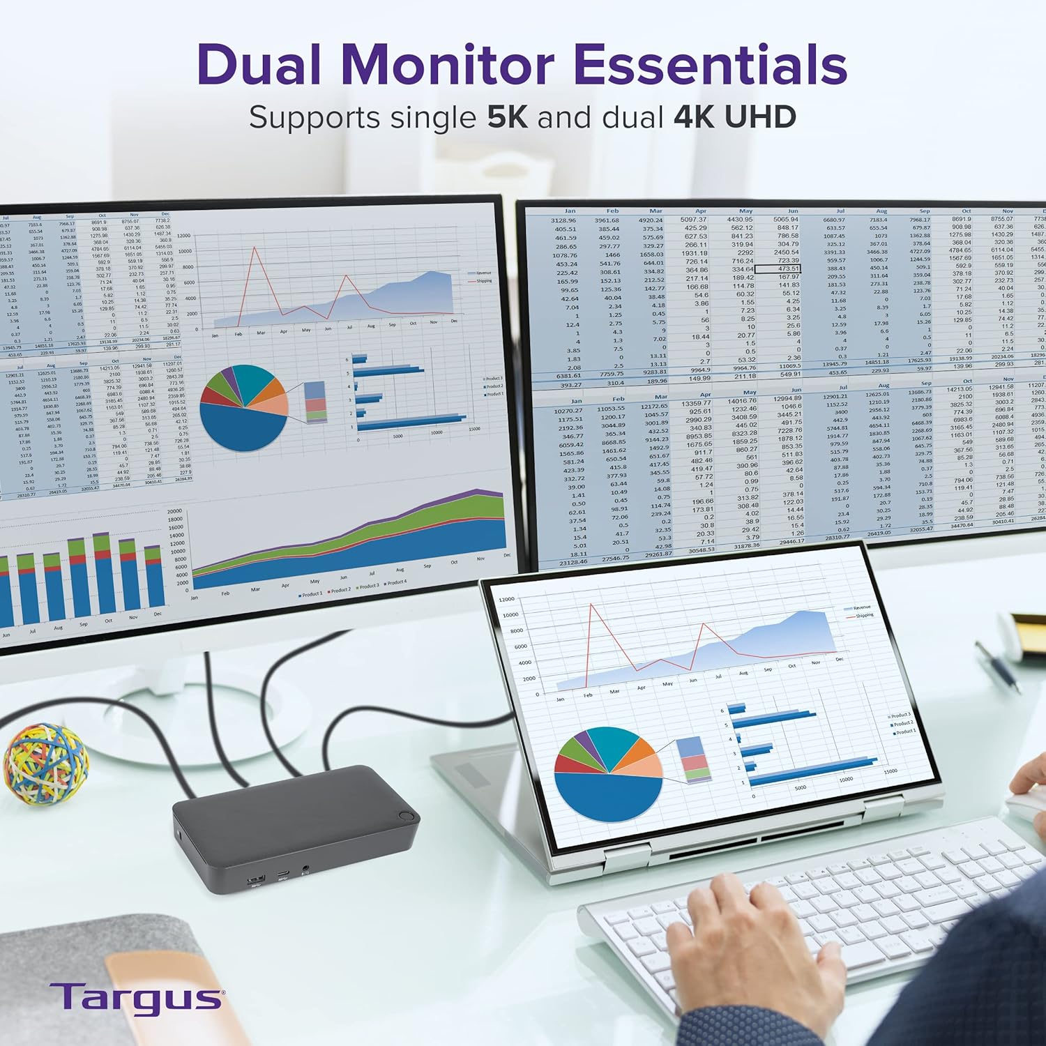 Targus USB C Docking Station Universal DV4K, USB C Laptop Docking Station Dual Monitor 2 HDMI